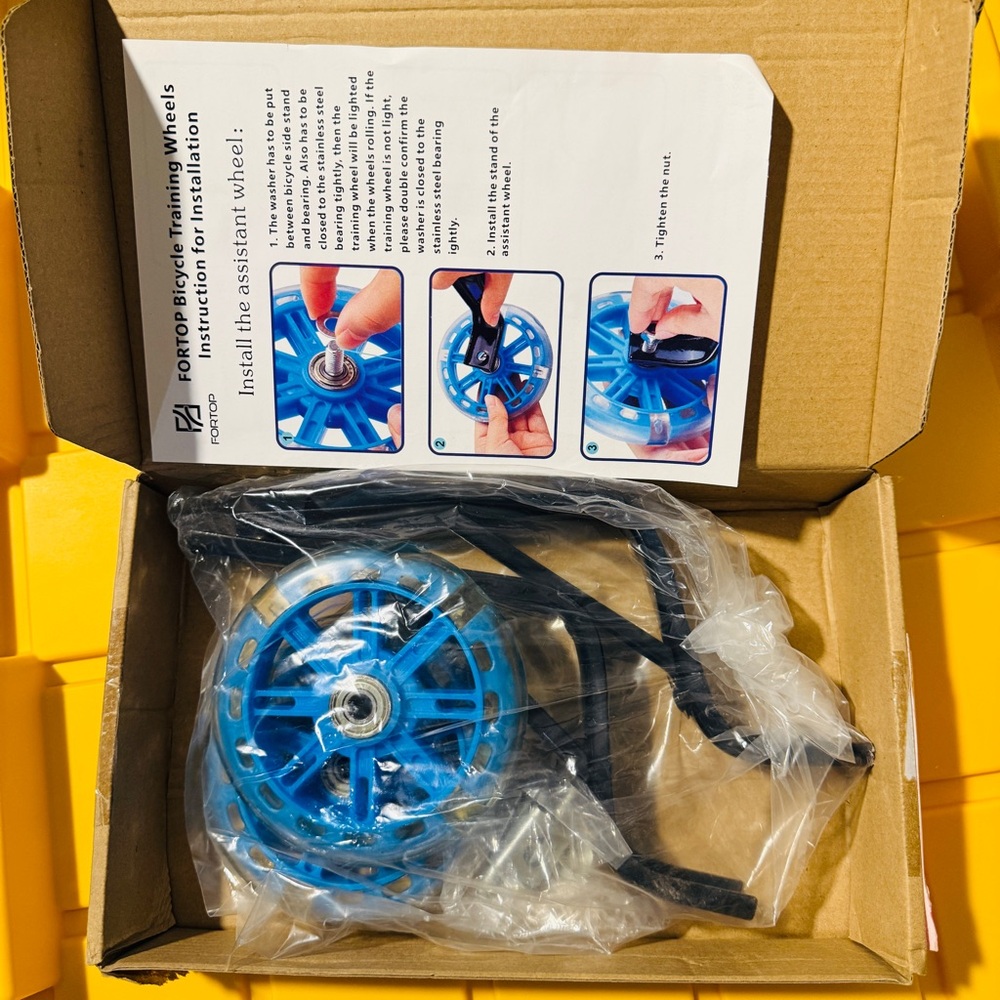 NEW FORTOP Bicycle Training Wheels Heavy Duty Rear with Stabilizers Mounted Kit
